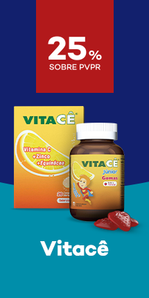 Suplementos da marca Vitac&ecirc; com destaque promocional de at&eacute; 25% sobre pre&ccedil;o de Venda ao P&uacute;blico Recomendado